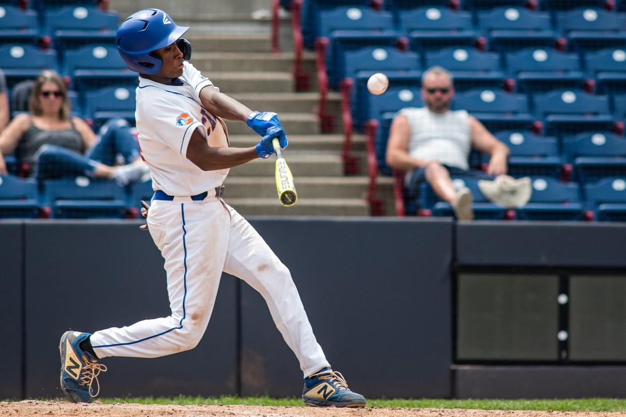 Chester's Andre Jenkins bats durring the Class C NYSPHSAA baseball championship game at Mirabito Stadium in Binghamton, NY on Saturday, June 11, 2022. KELLY MARSH/FOR THE TIMES HERALD-RECORD