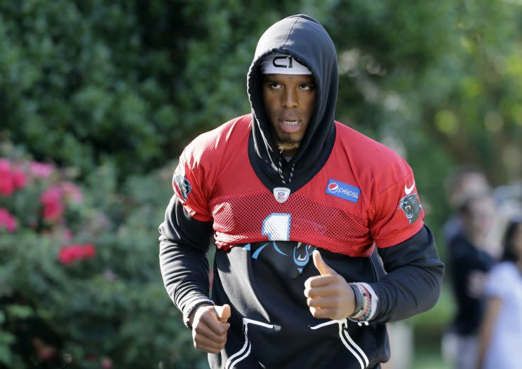 Recovering from offseason shoulder surgery, Cam Newton may not take a game snap until the regular season begins. (AP)