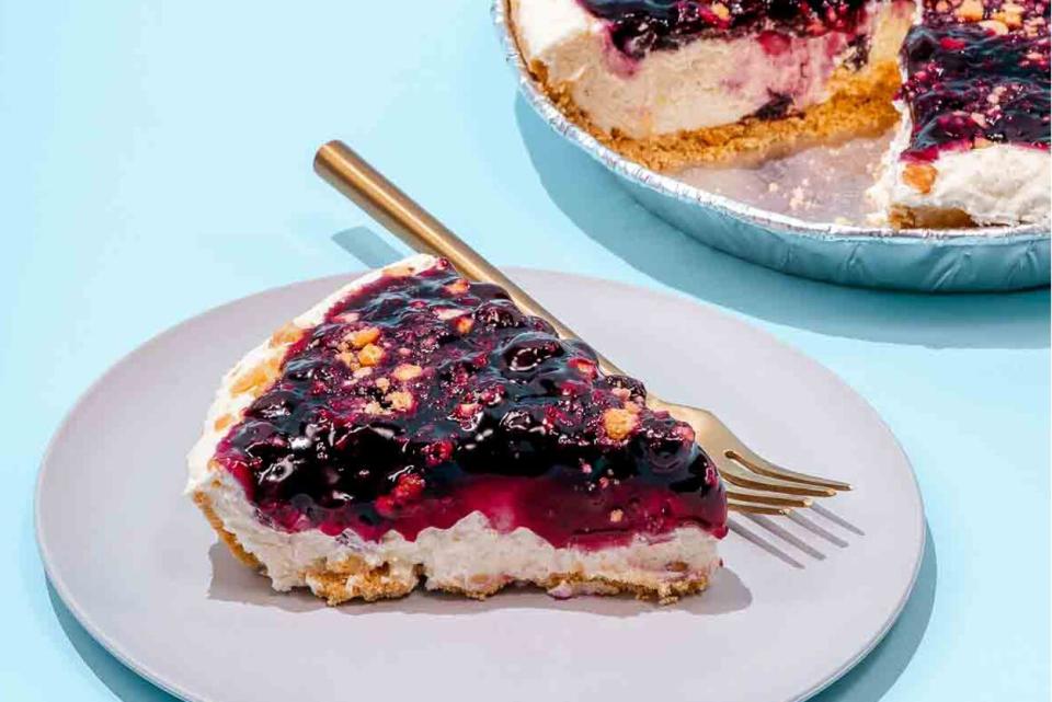 plated slice of French Blueberry Cream Pie