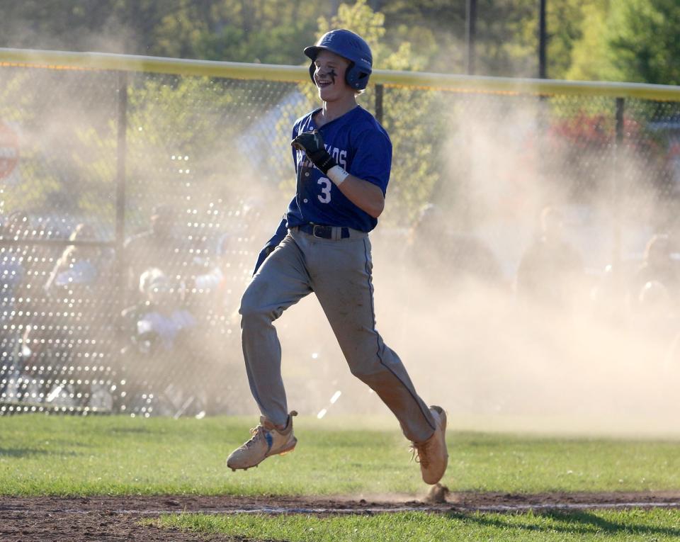 Jackson Cook of Horseheads scores a run during an 8-5 win over Corning in a STAC West baseball tiebreaker May 11, 2022 at Corning-Painted Post High School.