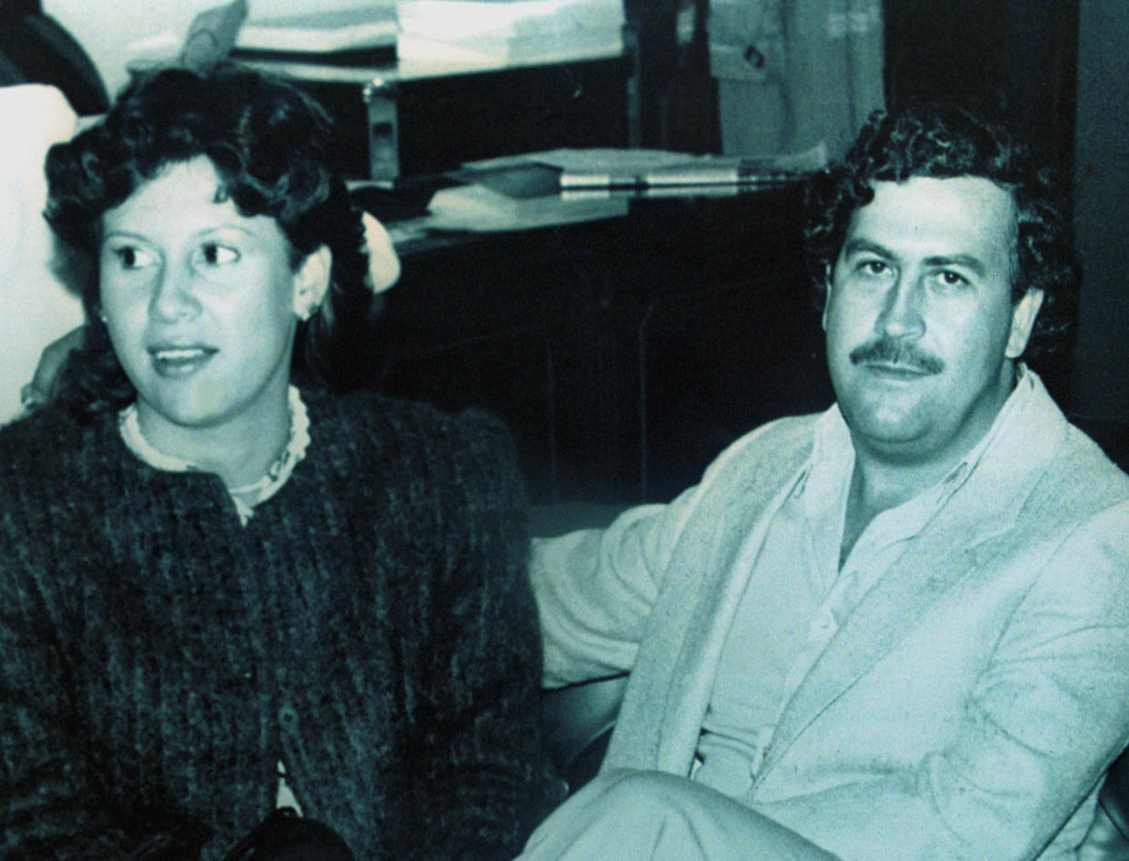 FILE PHOTO AUG83 - Colombian drug lord Pablo Escobar and his wife Victoria Henao appear in this file photograph when Escobar was a member of the Colombian Congress in 1983. The late cocaine kingpin's wife and her son Juan Pablo Escobar were detained in Buenos Aires late Monday on charges of laundering drug money and falsifying documents. B/W ON LY (COLOMBIA OUT).

CLP/ZDC