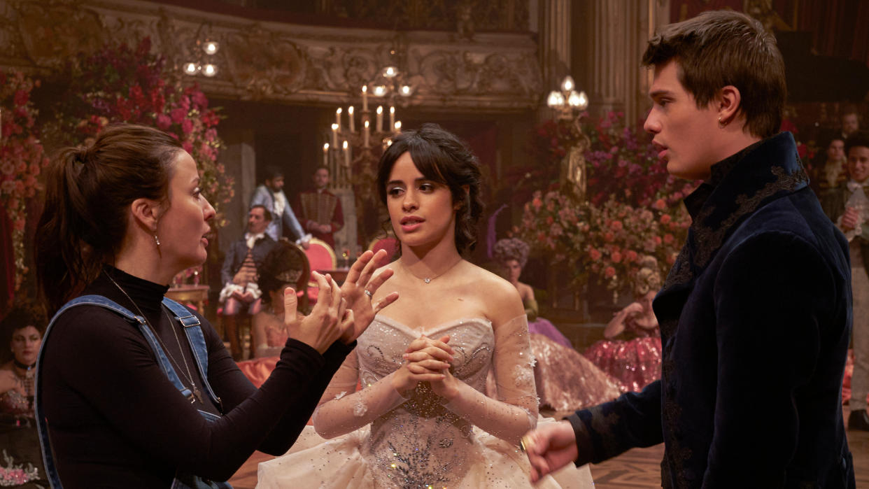 Kay Cannon directs Camila Cabello as Cinderella and Nicholas Galitzine as Prince Robert. (Kerry Brown/Amazon)