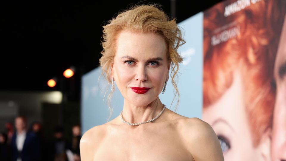 Nicole Kidman is pictured with strawberry blond hair as she attends the premiere of Amazon Studios' 