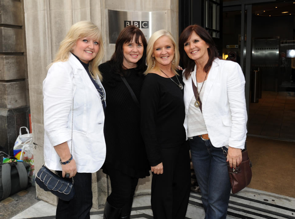 LONDON, UNITED KINGDOM - SEPTEMBER 25: Linda, Coleen, Bernie and Maureen of the The Nolans sighted at BBC Radio 2 on September 25, 2012 in London, England. (Photo by SAV/FilmMagic)