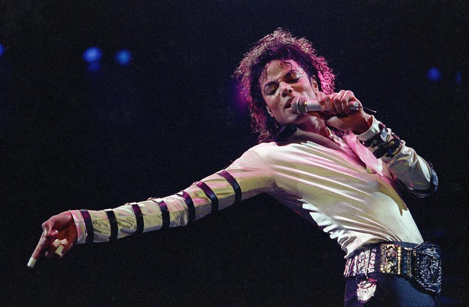 Michael Jackson performing on his "Bad" world tour in 1988.