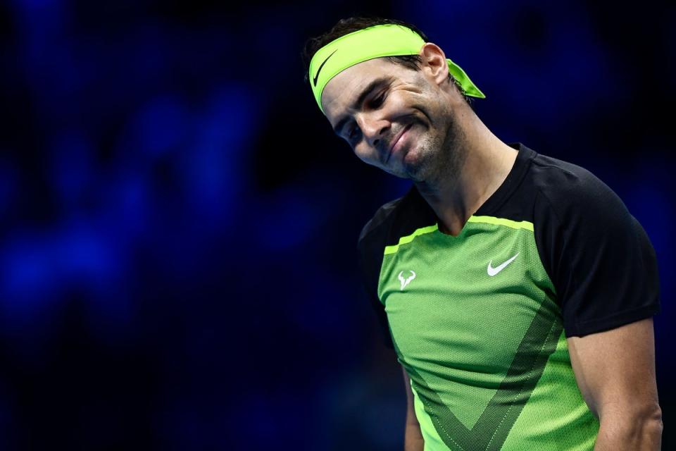 Rafael Nadal was eliminated from the ATP Finals on Tuesday (Nicolo’ Campo/AP) (AP)
