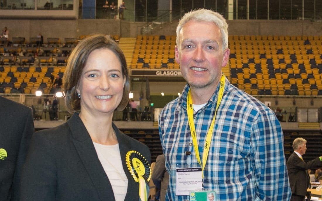 Feargal Dalton, here with his wife Carol Monaghan, was a former Royal Navy Submarine Service weapons engineer despite being critical of Trident missiles - Colin Fisher/Alamy Stock Photo