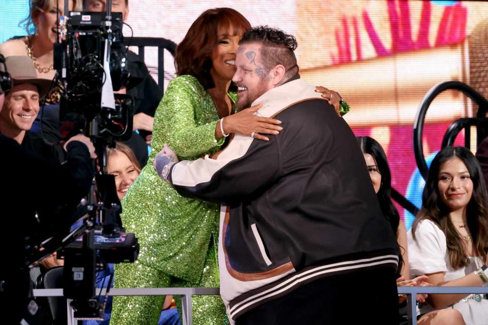 <p>Rick Kern/Getty</p> Gayle King and Jelly Roll at the CMT Awards in Austin, Texas on April 7, 2024