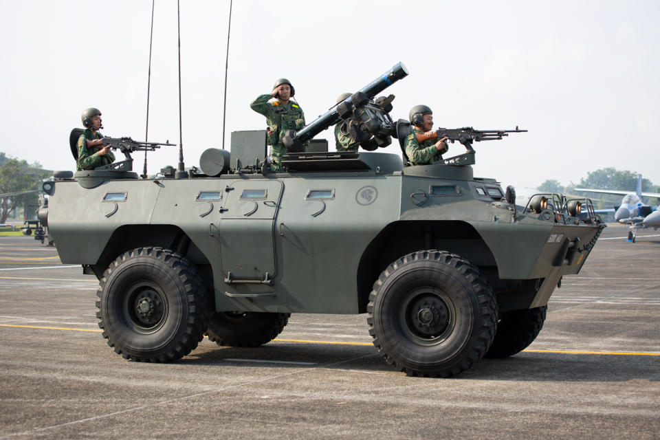 <p>Troops from the RSAF’s commands participating in a parade preview on 28 August. (PHOTO: Dhany Osman / Yahoo News Singapore) </p>