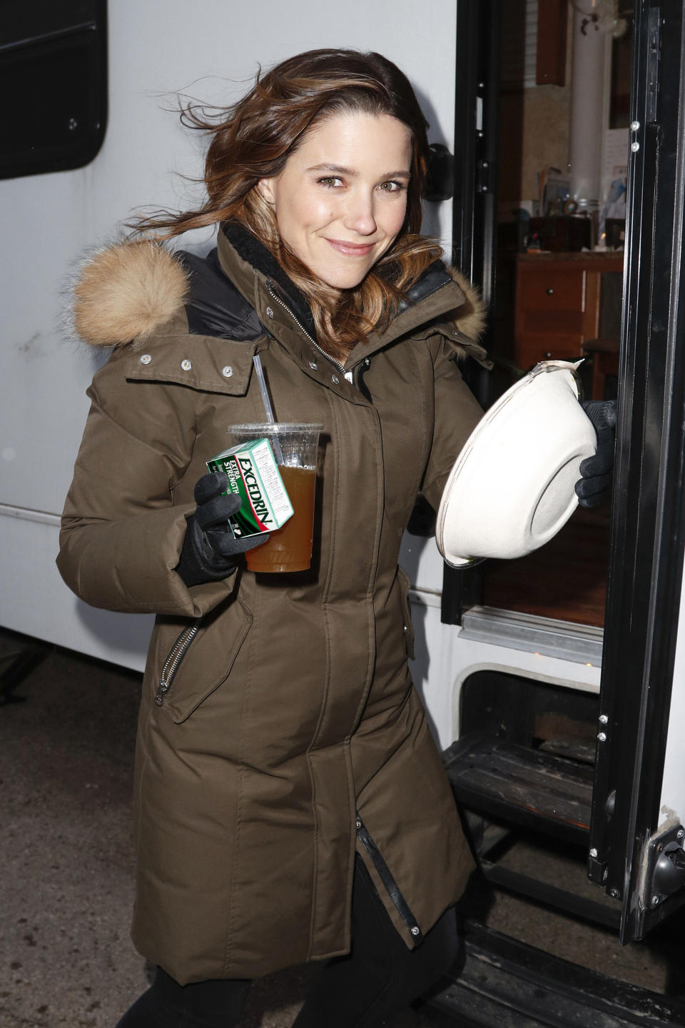 Sophia Bush arriving to the set of Chicago PD.