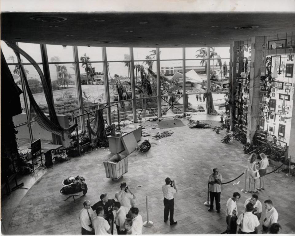 The Americana lobby after Hurricane Cleo in 1964.