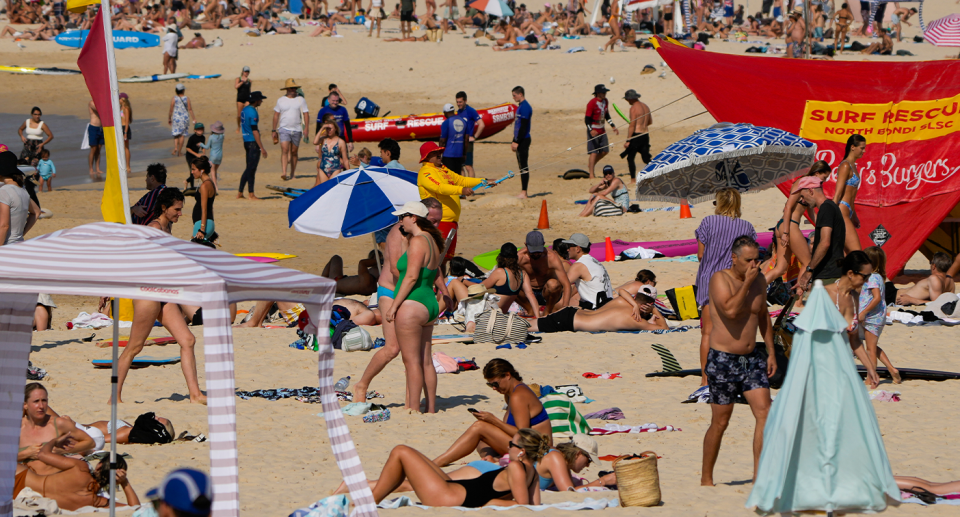 Beachgoers at Bondi. 