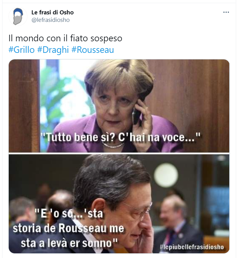 L'ultimo voto pentastellato ha scatenato la fantasia del popolo social. C’è chi ha ironizzato sulla costruzione semplicistica e tendenziosa del quesito, chi ha “scambiato” Draghi con le creature leggendarie e chi si è immaginato un ballottaggio tra Giuseppe Conte e l’ex numero uno della Bce durante il serale di “Amici”.