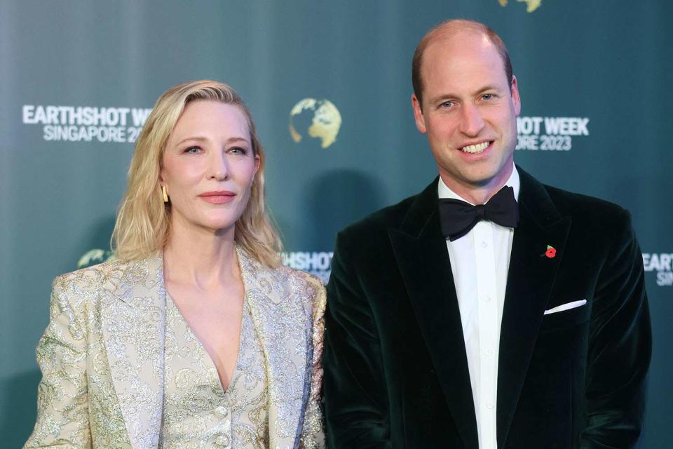 <p>Chris Jackson/Getty</p> Prince William and Cate Blanchett at the Earthshot Awards ceremony in Singapore on Tuesday