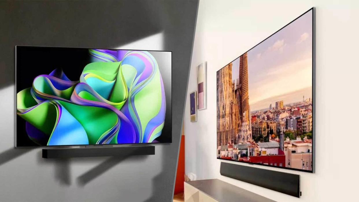  The LG C3 OLED vs the LG G3 OLED hanging on a wall. 