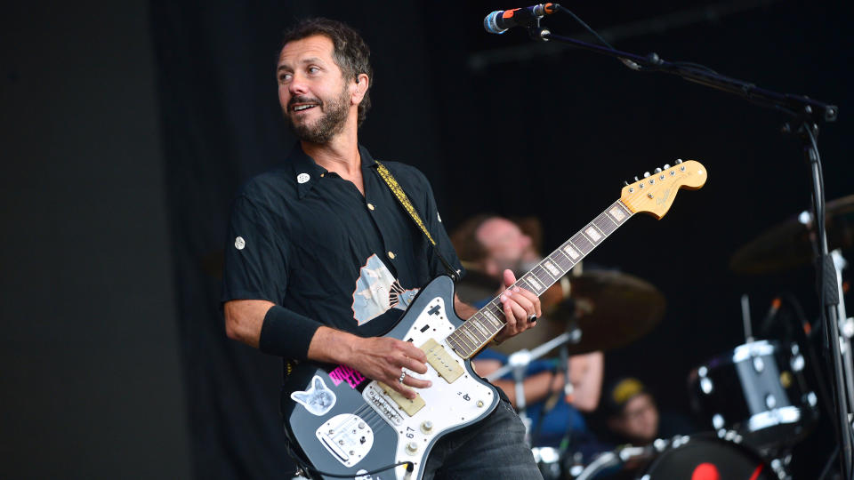 Grant Nicholas of Feeder performs on stage at Penn Fest on July 23, 2022 in Penn Street, Buckinghamshire