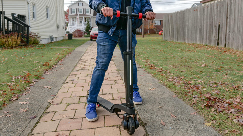 Dynamic Scooter Model B folding scooter fits in backpack.