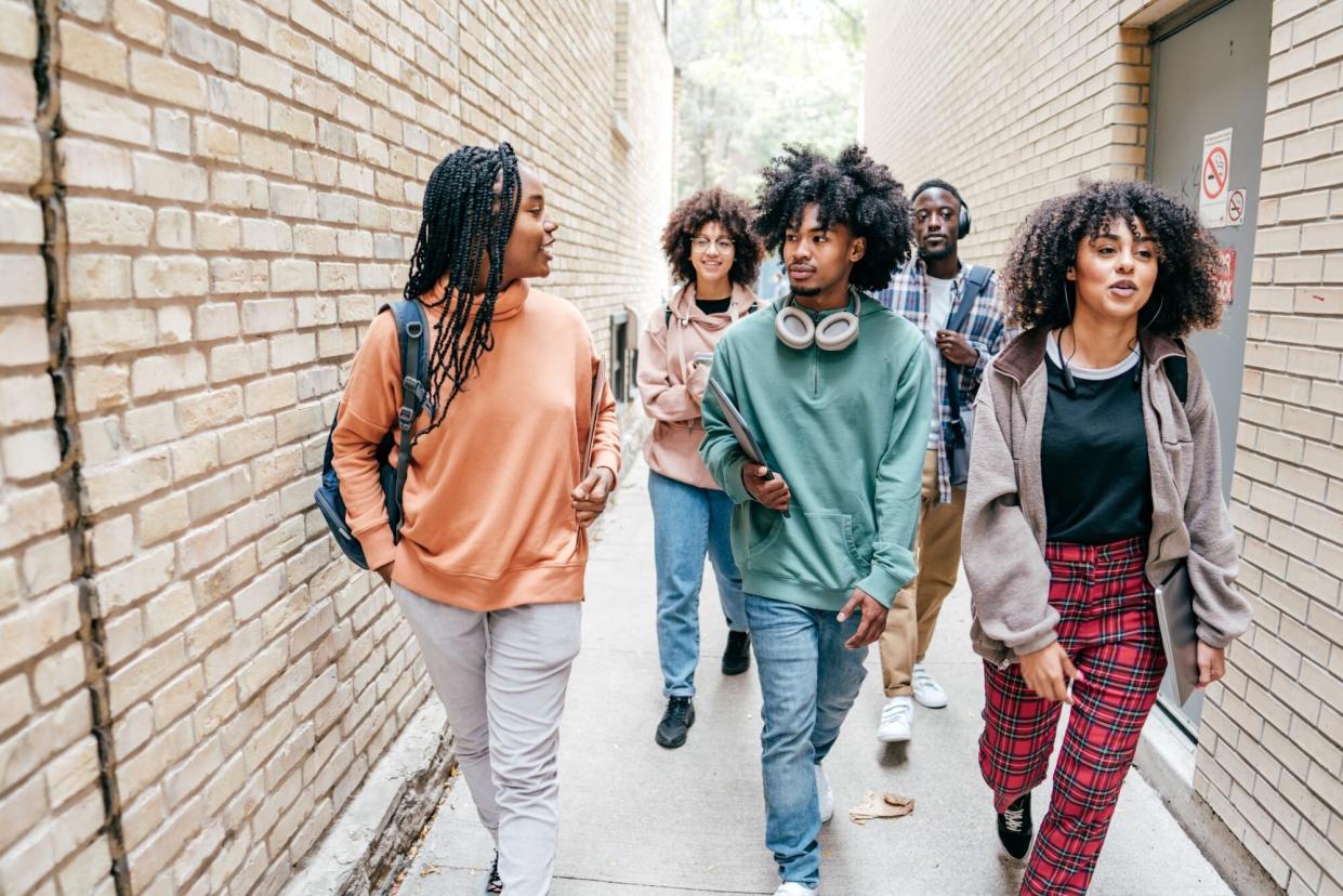 Group of students walking outdoors