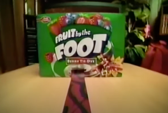 a rolled out fruit by the foot landing on the box