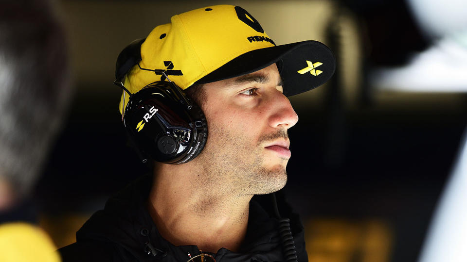 Daniel Ricciardo of the Renault Team in the garage during the winter test at the circuit of Catalunya. (photo by Pablo Guillen/Action Plus via Getty Images)