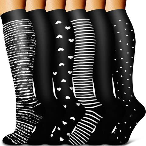 Compression Socks Men Women 20-30 mmHg Knee High Compression Stockings for  Sports Nurse Travel (Multi-colored-A, Small/Medium) Color: Dark green  heart, Size: L/XL