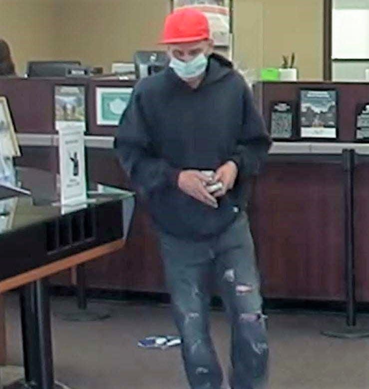 Redding police distributed this photo of the man who robbed the Sierra Central Credit Union on Bechelli Lane about 2:25 p.m. Wednesday. Police and the California Highway Patrol helicopter were unable to find the suspect.