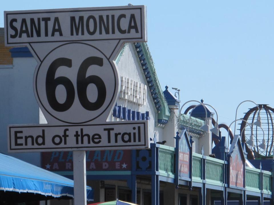 Journey’s End: the sign at Santa Monica pier marking the end of Route 66 (Simon Calder)