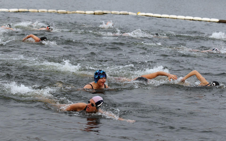 Swimmers Take Part In The Annual Serpentine Christmas Day Swim