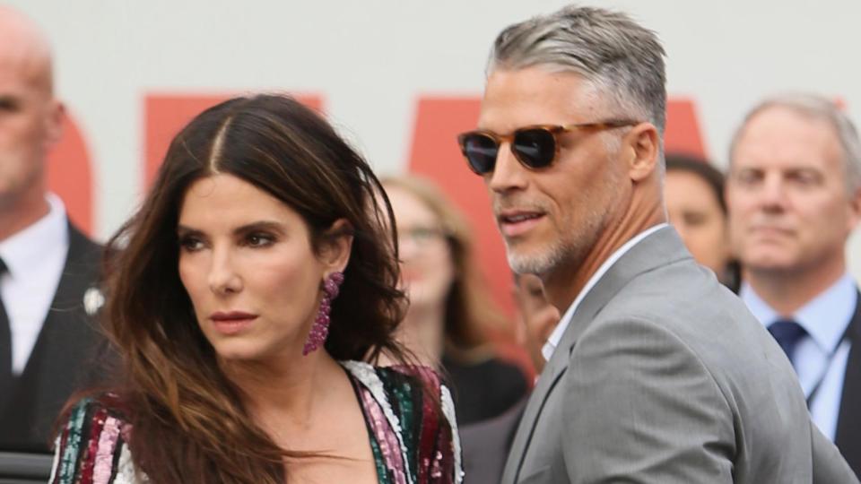 Sandra Bullock seen arriving at the London Premiere of Oceans 8 with partner Bryan Randall