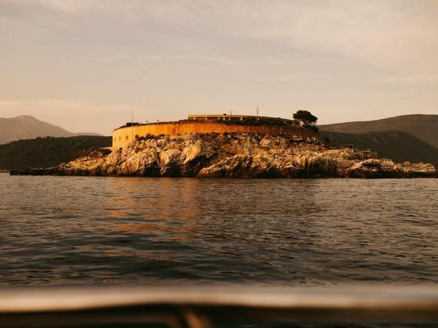 A view of Mamula Island from a distance.