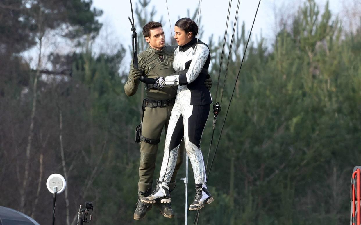 Balancing act: Richard Madden and Priyanka Chopra Jonas filming Citadel - /Click/GoffPhotos / SplashNews.com