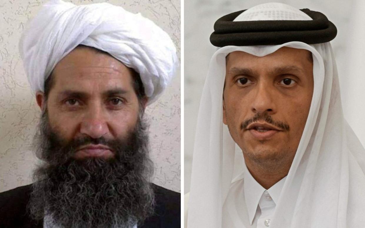 Haibatullah Akhundzada Mohammed bin Abdulrahman al-Thani Taliban Qatar Afghanistan foreign secret talks Middle East - EPA/Afghan Taliban/Handout/Karim Jaafar/AFP via Getty Images