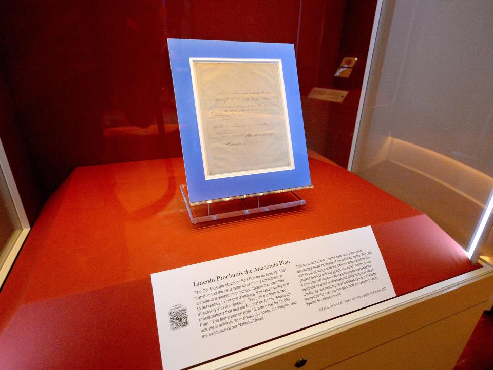 Lincoln Proclaims the Anaconda Plan exhibit at the Abraham Lincoln Presidential Library and Museum Wednesday, May 1, 2024.