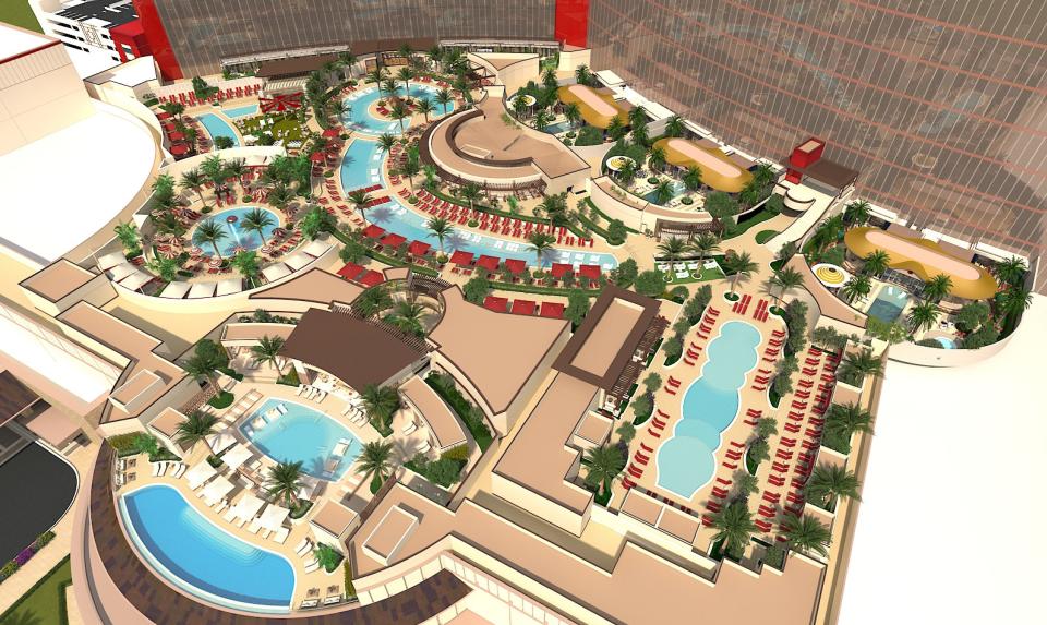 Resorts World Las Vegas will include a 220,000-square-foot pool complex with an 1,800-square-foot infinity pool.