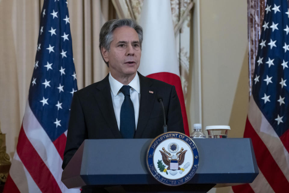 Secretary of State Antony Blinken speaks during a news conference at the State Department, Wednesday, Jan. 11, 2023, in Washington. (AP Photo/Alex Brandon)