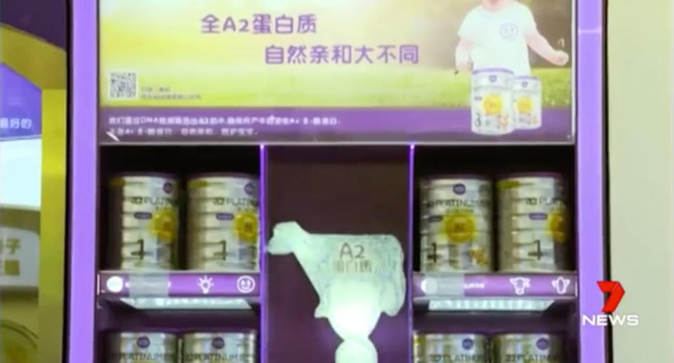 China’s insatiable thirst for premium baby formula has prompted the A2 Milk Company to create a product specifically for the Chinese market. Source: 7 News