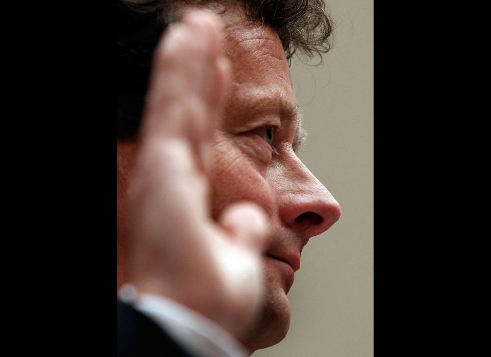 WASHINGTON - JUNE 17:  BP Chief Executive Tony Hayward is sworn in before the Oversight and Investigations Subcommittee for a hearing on the Deepwater Horizon explosion and oil spill June 17, 2010 in Washington, DC. BP agreed yesterday to place $20 billion into an escrow account managed by a third party to pay out claims resulting from the oil spill and also said it will not pay out additional dividends to shareholders for the remainder of the year.  (Photo by Win McNamee/Getty Images)