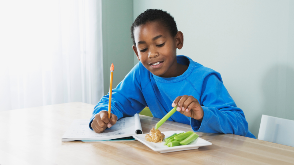 Kids need to eat every three to four hours. Keep healthy snacks ready and on hand.