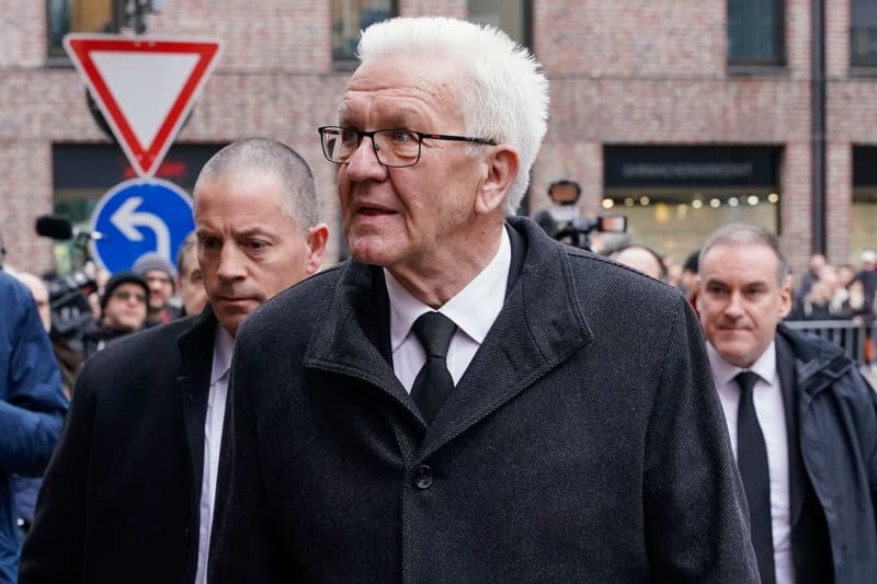 Winfried Kretschmann, Minister President of Baden-Wurttemberg,  attends the the funeral service for Wolfgang Schauble. Uwe Anspach/dpa