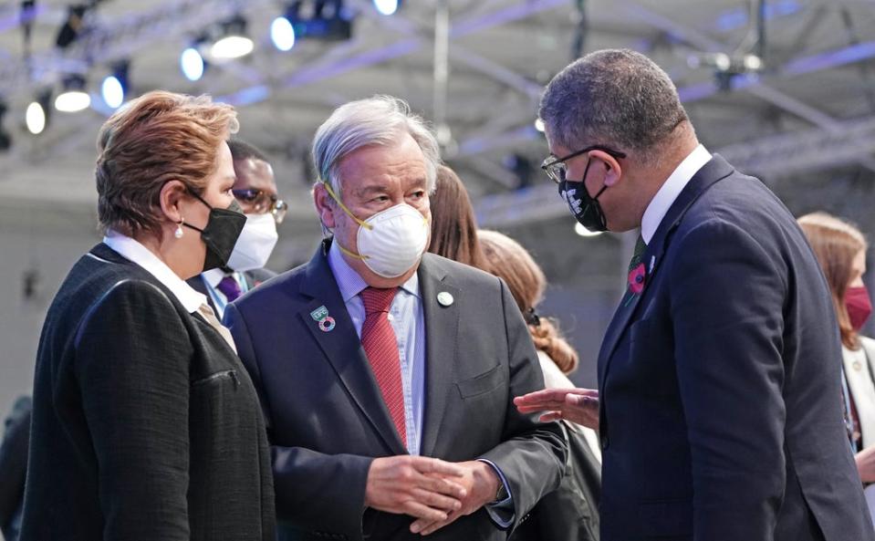 Cop26 President Alok Sharma , right, with UN secretary-general Antonio Guterres at the climate summit in Glasgow (Jane Barlow/PA) (PA Archive)