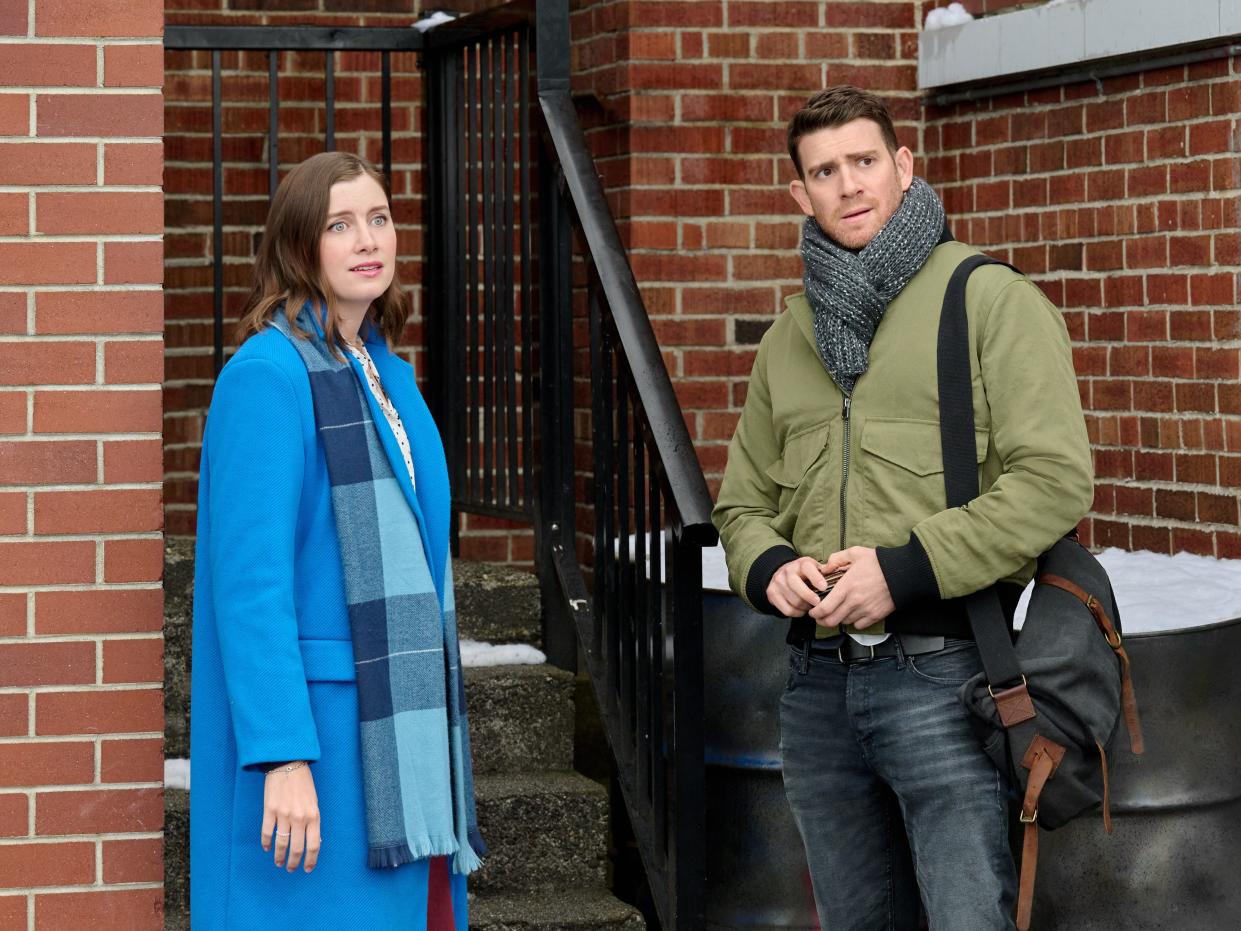 Rachel (Vic Michaelis) and Zach (Bryan Greenberg) in Hallmark's "Round and Round."