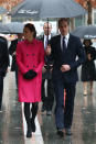 <p>The Duchess donned a cerise Mulberry coat for a visit to the 9/11 memorial in New York. A black clutch - also by Mulberry - and black pumps finished the look. </p><p><i>[Photo: PA]</i></p>