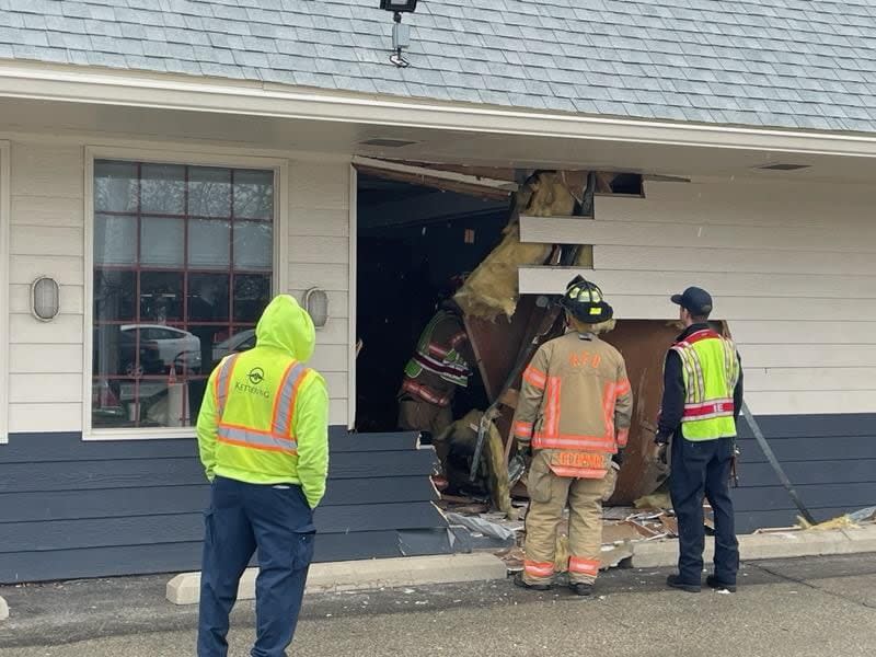 A car crashed into a restaurant in Kettering on Friday.