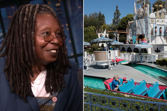 <p>Late Night with Seth Meyers/Youtube; Robert Gauthier/Los Angeles Times via Getty</p> Whoopi Goldberg spread mother's ashes inside It's a Small World at Disneyland