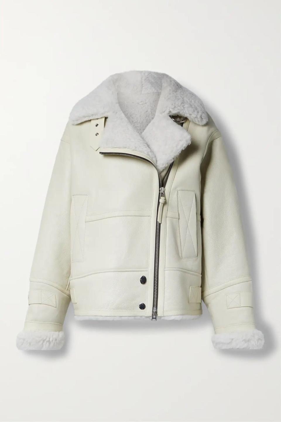 13) Leather-Trimmed Shearling Jacket