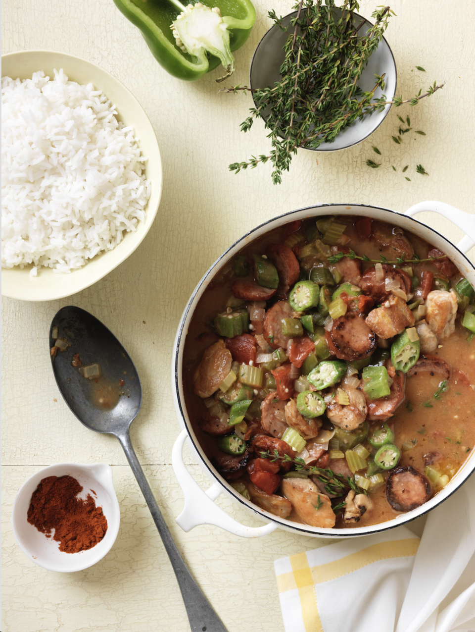 <p>The official dish of Louisiana, gumbo generally consists of meat or shellfish simmered in stock and thickened with flour. Our hearty version uses chicken and sausage.</p><p>Get the <strong><a href="https://www.womansday.com/food-recipes/food-drinks/recipes/a11687/gumbo-recipe-wdy1012/" rel="nofollow noopener" target="_blank" data-ylk="slk:Gumbo recipe;elm:context_link;itc:0;sec:content-canvas" class="link ">Gumbo recipe</a></strong> from Woman's Day. </p>