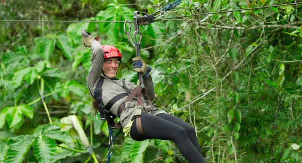 Zipline adventure in Ecuadorian rainforest, Banos de Agua Santa