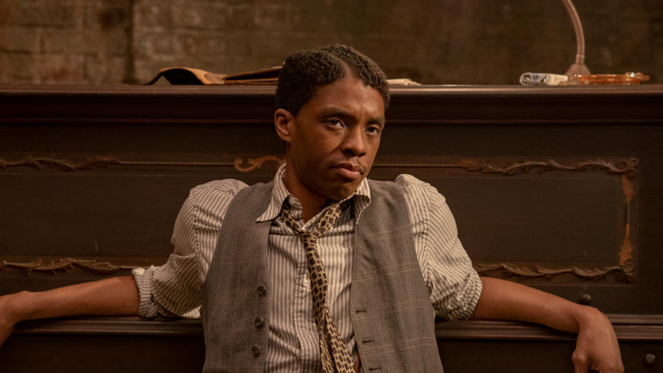 Chadwick Boseman as Levee in 'Ma Rainey's Black Bottom'. (Credit: David Lee/Netflix)