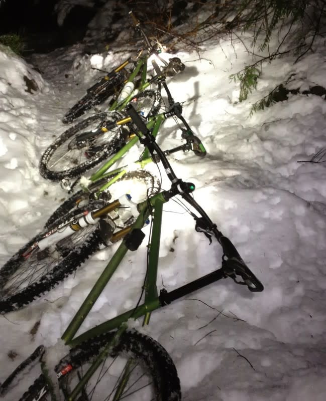 <p><em>A fleet of custom 2013 Honzo (Greenzo) rigs on the night ride I used to host. Note the Fox Factory forks all around. </em></p><p>Photo: Andrew Major</p>