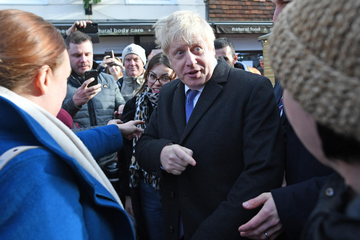 Prime Minister Boris Johnson during a walkabout at a Christmas Market in Salisbury, whilst on the General Election campaign trail.